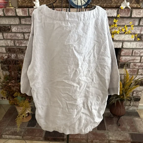 Pure Jill By J. Jill Quarter Sleeve Linen Blend Blouse Beachy Greyish  Sz M - Picture 4 of 6